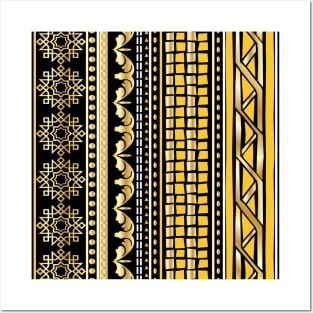 Elegant Black And Gold Moroccan Pattern Posters and Art